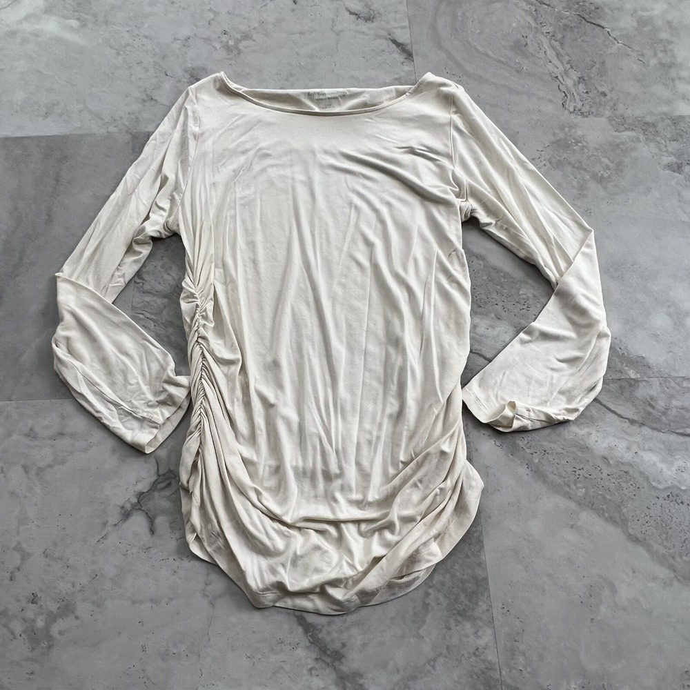 Soft Surroundings Scrunch Sides Off White Tunic Top Size Large L